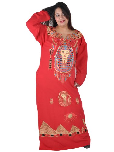 Cleopatra Pharao Kostüm Damen-Kaftan Faschingskostüm Karnevalskostüm Ägypterin Farbe rot (44-46 (L)) von Egypt Bazar