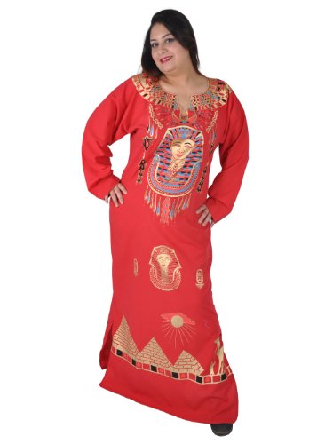 Cleopatra Pharao Kostüm Damen-Kaftan Faschingskostüm Karnevalskostüm Ägypterin Farbe rot (52-54 (2XL)) von Egypt Bazar