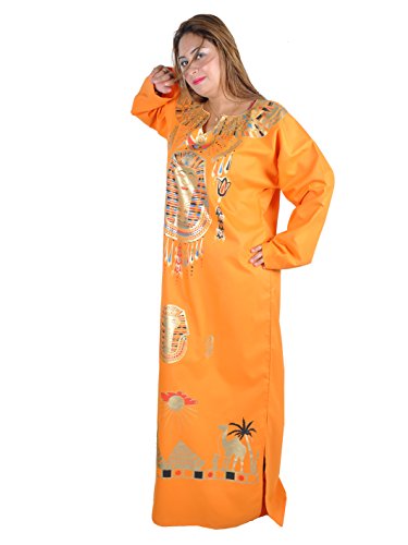 Cleopatra Pharao Kostüm Damen-Kaftan Faschingskostüm Karnevalskostüm Ägypterin Farbe: orange (52-54 (2XL)) von Egypt Bazar