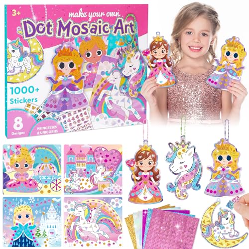 Geschenk Basteln Mädchen 4 5 6 7 Jahre: Bastelset Kinder 4-6 Jahre Geschenke für Mädchen 5 6 7 8 Jahre Einhorn Prinzessin Spielzeug ab 4-10 Jahre Mädchen Sticker Kinder Aufkleber Geburtstagsgeschenk von Eichhoo