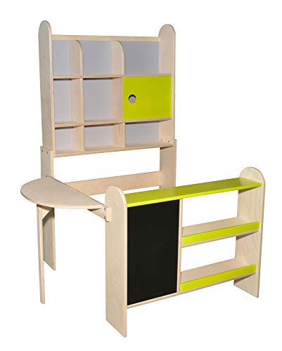 Eichhorn - grüner Kaufladen - mit Schiebetür, Fronttheke, vielen Ablagefächen und beschreibbarer Tafel, aus Lindenholz, ohne Zubehör, unmontiert, 85x79x106 cm, ab 3 Jahren Eichhorn - grüner Kaufladen - mit Schiebetür, Fronttheke, vielen Ablagefächen und beschreibbarer Tafel, aus Lindenholz, ohne Zubehör, unmontiert, 85x79x106 cm, ab 3 Jahren von Eichhorn