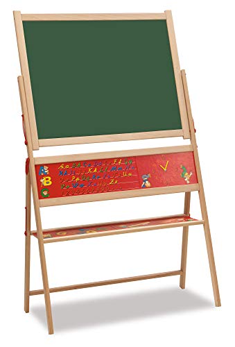 Eichhorn 100002579 - Magnet-Standtafel, 3 Jahre to 99 Jahre, 40x67x110cm inkl. 48 Magnetbuchstaben, 10 Kreiden und Schwamm, Buchenholz, Mehrfarbig von Eichhorn