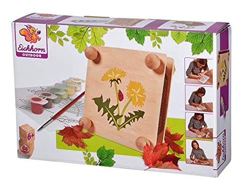 Eichhorn – Outdoor Blätterpresse – Blatt und Blütenpresse mit Vorlagen zum Bemalen, inkl. Pinsel und Farbe, für Kinder ab 6 Jahren geeignet von Eichhorn