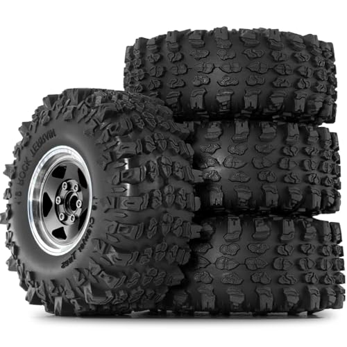 Eighosee 4 Stück 1,9-Metallreifenfelgen mit 118 mm Außendurchmesser für Axial SCX10 D90 Wraith 1/10 RC Climbing Crawler Autoteile, Schwarz von Eighosee