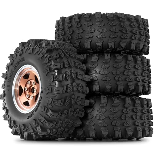 Eighosee 4 Stück 1,9-Metallreifenfelgen mit 118 mm Außendurchmesser für Axial SCX10 D90 Wraith 1/10 RC Climbing Crawler Autoteile Gold von Eighosee