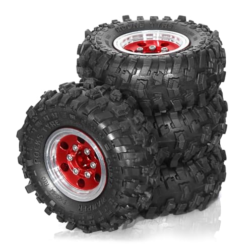 Eighosee 4 Stück 51 mm 1,0 Metall Beadlock Radreifensatz für 1/18 1/24 RC Crawler Auto TRX4M SCX24 FCX24 Upgrade Teile Rot von Eighosee