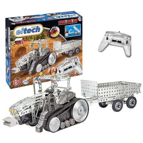 Eitech 00023 Metallbaukasten - 2.4 GHZ RC Traktor mit Anhänger, Multicolor von Eitech