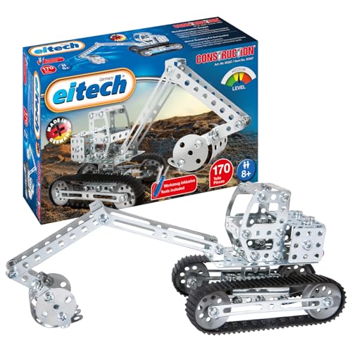 Eitech 00087 Metallbaukasten - Bagger I, Modellauto mit 170 Bauteilen, Baustellenfahrzeug, Modellauto Bausatz, Konstruktionsspielzeug für Kinder ab 8 Jahren von Eitech