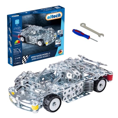 Eitech 00232 Metallbaukasten - Speed Racer Modell 3, 435 Bauteile, Modellauto-Bausatz, DIY Lernspielzeug, Rennwagen ca. 18 cm, Konstruktionsspielzeug für Kinder ab 8 Jahren von Eitech