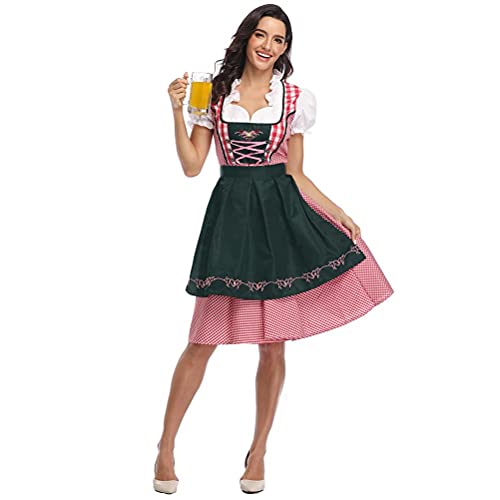 Ejoyous National Style Beer Festival Wench Kostüm Oktoberfest Dirndl Kleid mit Schürze Maid Uniform Anzug weich bequem einfach stilvoll, geeignet für Party Holiday Club (M=36) von Ejoyous