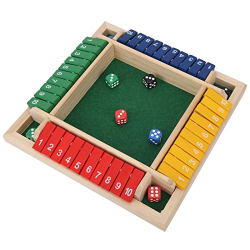 Ejoyous Schließ die Box Würfelspiel, 4 Spieler Shut The Box Holz Brettspiel Würfel Spiel Holztischspiel Klassisches Würfelbrett Spielzeug für Home Party Bar Pub von Ejoyous