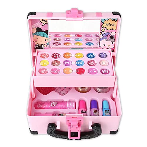 Kids Schminkset für Mädchen, Echtes Make-up Set mit Reise-Kosmetikkoffer, Waschbare Partyspiel Make-up Spielzeug Weihnachts Geburtstagsgeschenk für kleine Mädchen, für Beauty und von Ejoyous