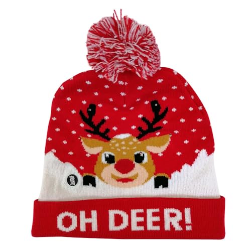 Ekakashop LED Weihnachtsmütze Damen Herren LED-Leuchtmütze Warme Wintermütze Xmas Strickmütze Lustig Leuchten Beanie Mütze für Kinder und Erwachsene Leuchtende-Weihnachtsmütze für Weihnachtsfeier von Ekakashop