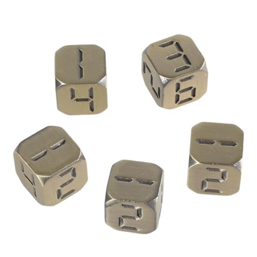 Eladcncmc 5-teiliges Würfel Set 13 Mm Solide Spielwürfel Set Mit Großer Zahl 6-seitige Würfel Aus Legierung Pädagogische Würfel Mit Abgerundeten Ecken von Eladcncmc