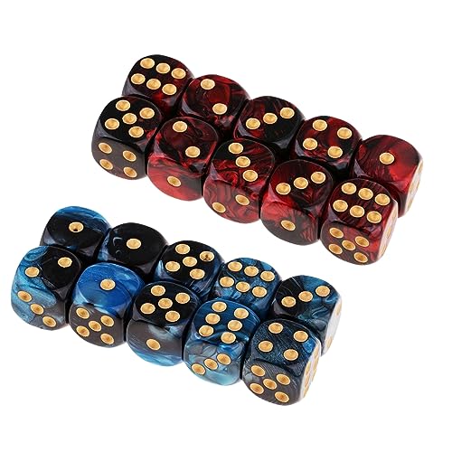 Eladcncmc 20-teiliges Sechsseitiges Würfel Set Aus Acryl Doppelte Farbe Tischspiel Würfel Runde Ecken Rollenspiel Würfel Brettspiel Zubehör von Eladcncmc