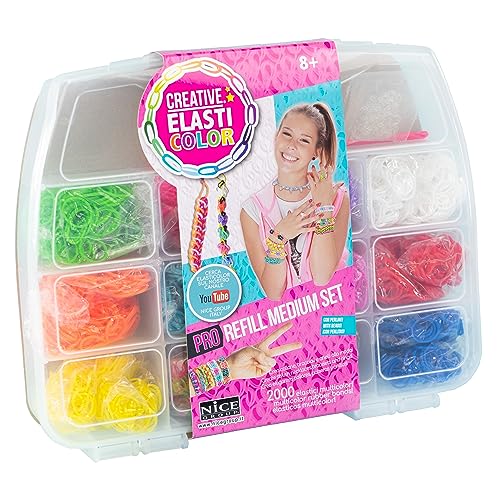 Elasticolor Pro Refill Set Medium, Box mit farbigen Gummibändern zum Bauen von Armbändern und Halsketten von Elasticolor