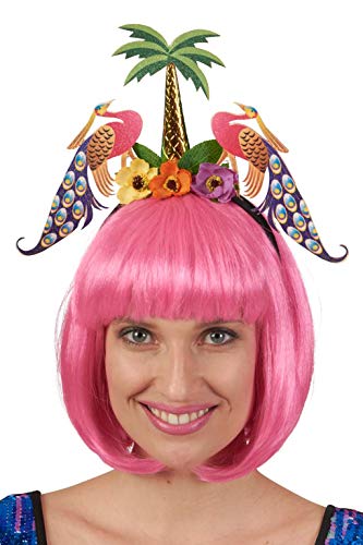 Andrea Moden 3892625 - Haarreif mit Palme und Pfau, Kopfschmuck, Karibik, Hawaii, Blumen, Tier, Tiara, Beach Party, Motto Party, Karneval von Elbenwald