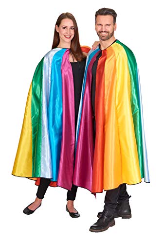 Andrea Moden - Regenbogen Cape für Erwachsene, Länge ca. 122 cm, Regenbogenfarben, Umhang, Mantel, Christopher Street Day, Motto Party Karneval von Elbenwald