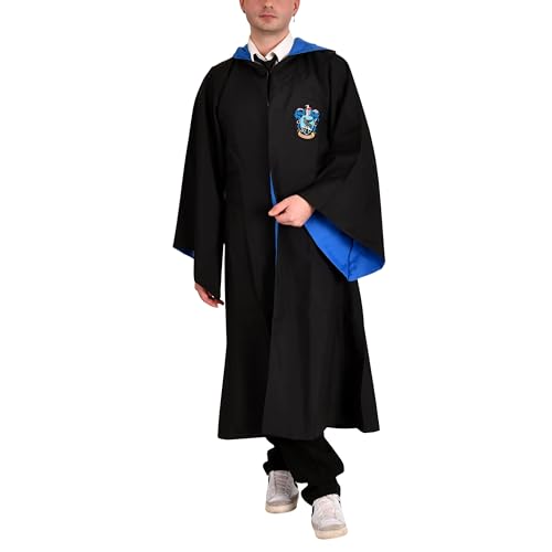 Elbenwald Harry Potter Ravenclaw Robe - Kostümumhang für Zauberer und Hexen von Hogwarts - Umhang für Cosplay Events Halloween Karneval in Schwarz Blau - M von Elbenwald