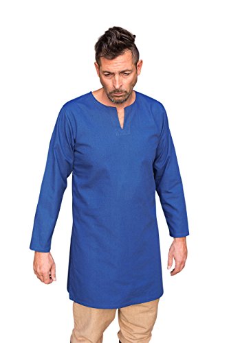 Mittelalter Untertunika Unterkleid Langarm blau Herren Baumwolle - XXL von Elbenwald