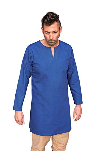 Mittelalter Untertunika Unterkleid Langarm blau Herren Baumwolle - XXL Mittelalter Untertunika Unterkleid Langarm blau Herren Baumwolle - XXL von Elbenwald