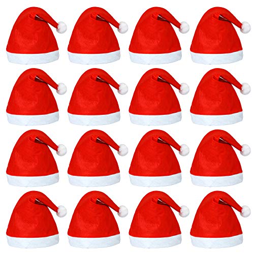 ELCOHO 20 Pack Nikolausmütze Weihnachtsmütze Erwachsene plüsche weihnachtsmann mütze Vliesstoff Weihnachtsmütze Rote Weihnachtsmannmütze für Erwachsene Partygeschenke von Elcoho