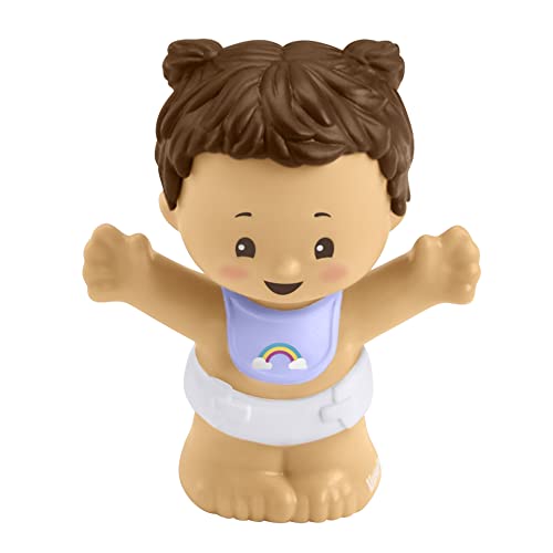 Ersatzfigur für Fisher-Price Little People Snuggle Twins Spielset – GKY44 ~ Baby Girl Figur ~ Lätzchen mit Regenbogen und Zöpfen von Ele Toys