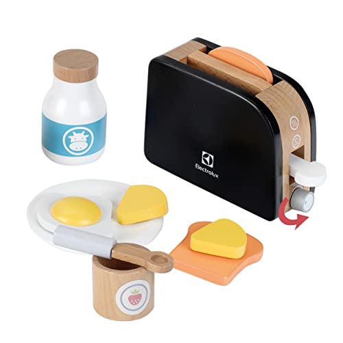 Theo Klein 7400 Electrolux Toaster, Holz | Inkl. Toastscheiben, Butter, Spiegelei u.v.m. | Zubehör für Kinder- und Spielküchen | Maße: 14,5 cm x 5 cm x 10 cm | Spielzeug für Kinder ab 3 Jahren von Theo Klein