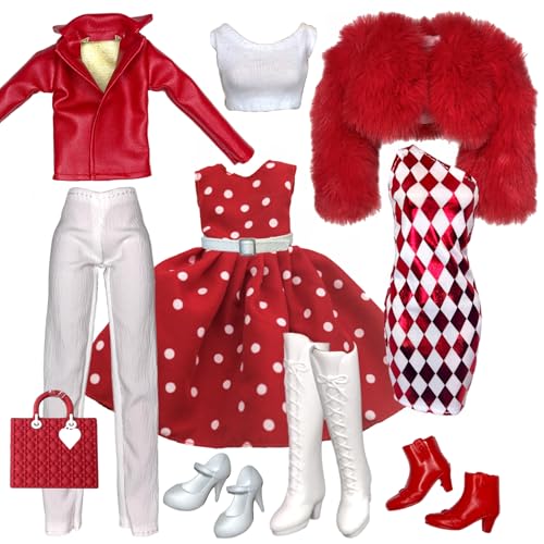 Eledoll Clothes Deluxe Fashion Pack for 30.5 cm Fashion Doll Poppy Polka Set Red/White von Eledoll