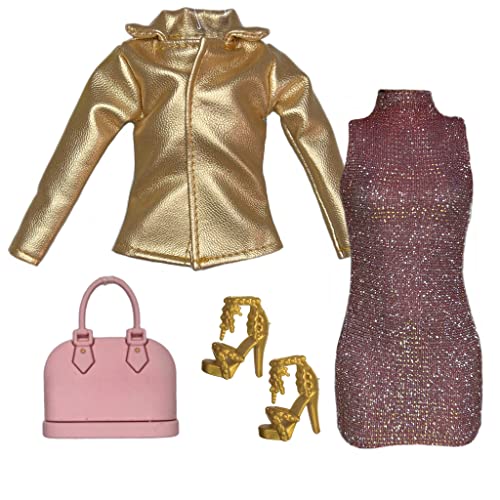 Eledoll Clothes Gold Pink Fashion Pack for 30.5 cm Fashion Doll Rose Gold Dress & Jacket Set von Eledoll