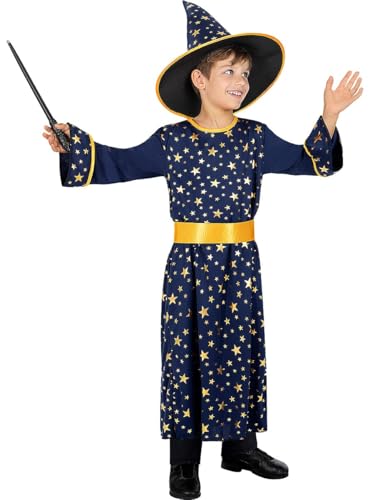 Eledreme Magier Robe,Umhang, Zauberer Kostüm für Halloween Cosplay Karneval Verkleidung Party (S(100-125cm)) von Eledreme