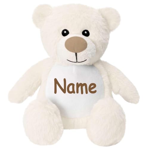 Elefantasie Kleines Stofftier PERSONALISIERT Teddybär mit Name Bedruckt Kuscheltier Plüschtier 25cm Bär beige von Elefantasie