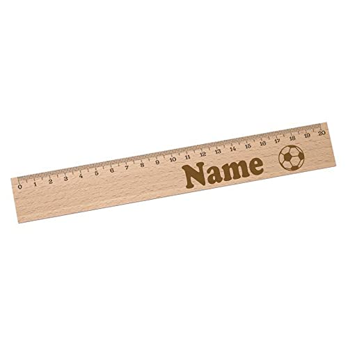 Elefantasie Personalisiertes Lineal zur Einschulung mit Name & Motiv graviert - 20cm Holzlineal Geschenk für Schulanfänger Fußball von Elefantasie