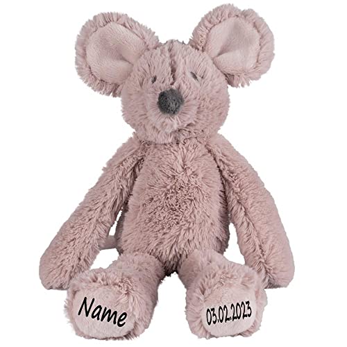 Elefantasie Maus Stofftier mit Name und Geburtsdatum personalisiert Kuscheltier Mäuschen von Elefantasie