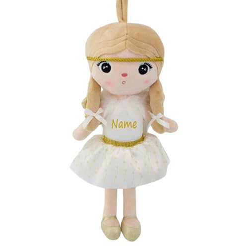 Elefantasie Personalisierte Stoffpuppe Engel mit Flügeln mit Name Bedruckt Kuschelpuppe mit gesticktem Gesicht (48cm) von Elefantasie