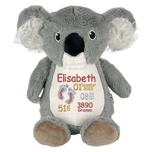 Elefantasie Personalisiertes Stofftier Koala Kuscheltier Bestickt Plüschtier zur Geburt Stickmotiv Füßchen von Elefantasie