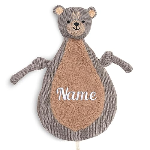 Elefantasie Schnuffeltuch mit Name Bestickt Kuscheltuch personalisiert Bär Geschenk zur Geburt von Elefantasie