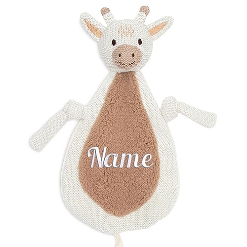 Elefantasie Schnuffeltuch mit Name Bestickt Kuscheltuch personalisiert Tröster Geschenk zur Geburt Giraffe von Elefantasie