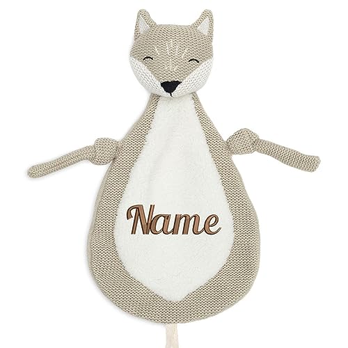 Elefantasie Schnuffeltuch mit Name Bestickt Kuscheltuch personalisiert Fuchs Geschenk zur Geburt von Elefantasie