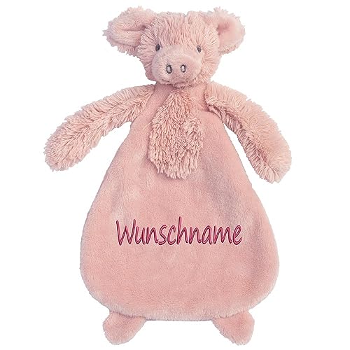 Elefantasie Schnuffeltuch mit Name Bestickt Kuscheltuch personalisiert Geschenk zur Geburt Schwein von Elefantasie