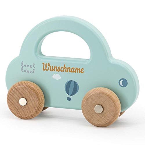 Elefantasie Spielzeug Auto aus Holz mint personalisierbar mit Name Baby Geschenk mit Gravur von Elefantasie