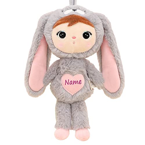 Elefantasie Stoffpuppe Hasenmädchen mit Namen personalisiert Grau 50 cm von Elefantasie