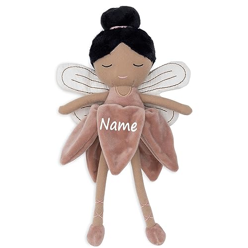 Elefantasie Stoffpuppe mit Namen Kuscheltier Fee personalisiert Geschenk zur Geburt Kleid Rose von Elefantasie