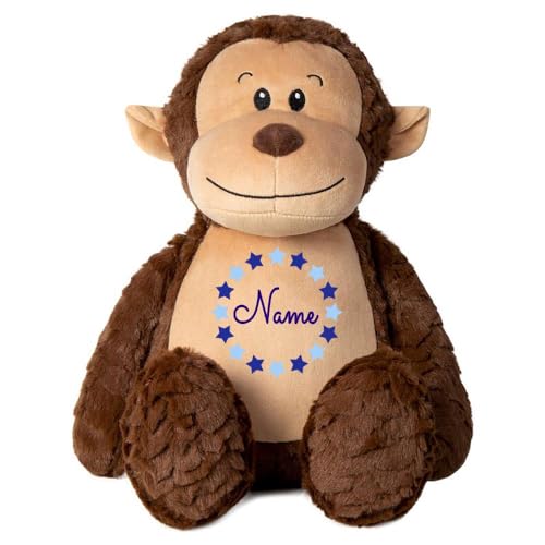 Elefantasie Stofftier AFFE braun mit Name personalisiert Kuscheltier für Kinder Flauschiges Plüschtier 40cm Motiv Sternkreis von Elefantasie