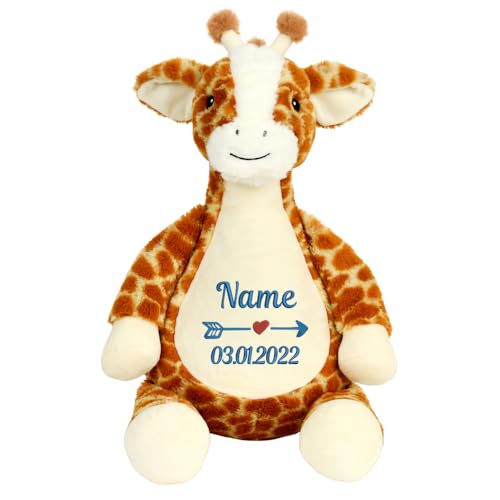 Elefantasie Stofftier Giraffe mit Name Bestickt personalisiertes Kuscheltier mit Stickmotiv Geschenk Geburt (Pfeil) von Elefantasie