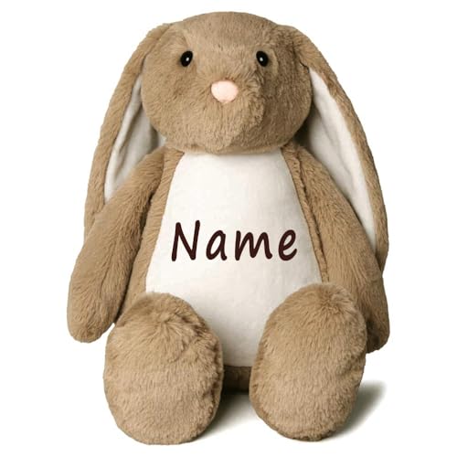 Elefantasie Stofftier Hase mit Name personalisiert Kuscheltier Stoffhase für Kinder Flauschiges Plüschtier 40cm (Hellbraun - Name) von Elefantasie