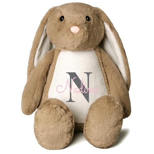 Elefantasie Stofftier Hase mit Name personalisiert Kuscheltier Stoffhase für Kinder Flauschiges Plüschtier 40cm (Hellbraun - Buchstabe) von Elefantasie