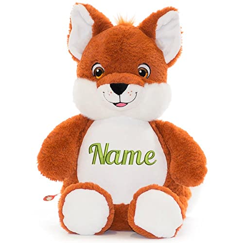 Elefantasie Stofftier Kuscheltier personalisiert Fuchs Bestickt Motiv Name Hellgrün von Elefantasie