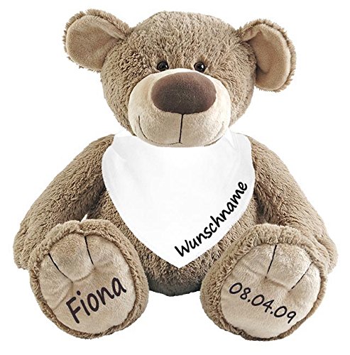 Elefantasie Stofftier Teddy Bär und Baby Halstuch im Set mit Namen personalisiert weiß von Elefantasie