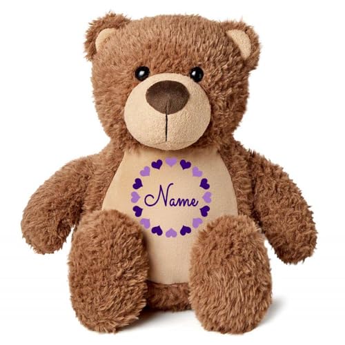 Elefantasie Stofftier Teddybär braun mit Name personalisiert Kuscheltier für Kinder Flauschiges Plüschtier 40cm Motiv Herzkreis von Elefantasie